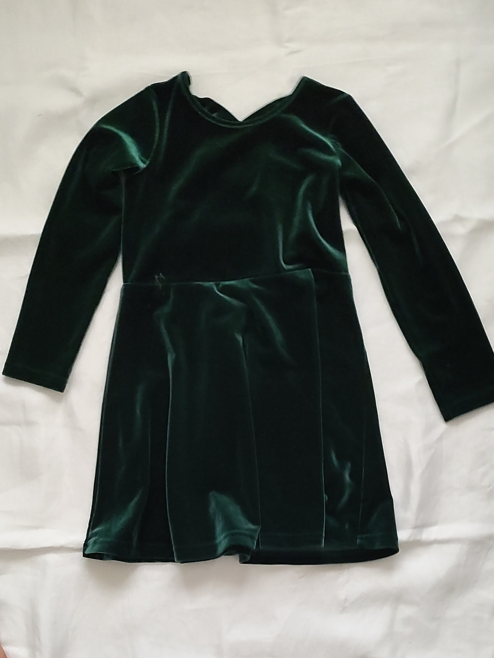 The Children's Place Dark Green Velvet Fit-and-Flare Dress